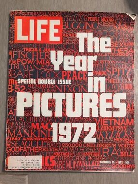 LIFE Original Magazine The Year in Pictures 1972 Cover - Red & Black